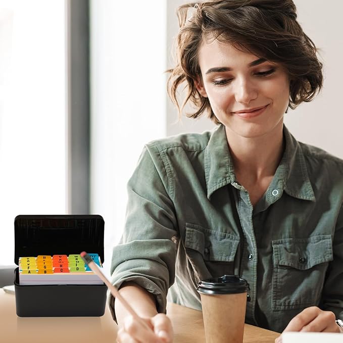 Chell 5x8 Plastic Index Card Dividers, Heavyweight Poly Index Card Guides A-Z for Flash Cards and Recipe Cards, with Alphabetical/Blank Stickers, Pack of 50