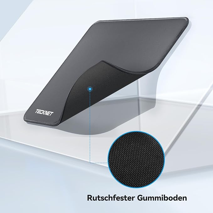 TECKNET Mouse Pad with Anti-fray Stitchin, Waterproof Surface & Non-Slip Rubber Base with Stitched Edges Gaming Mouse Mat for Laptop，Compatible with Laser and Optical Mice - Dark Gray