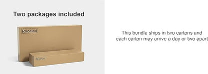 Rocelco 46" Standing Desk Converter with AC USB Charger and Triple Monitor Mount Arm - Height Adjustable Sit Stand Up Three Screen Riser Workstation - Keyboard Tray - Black (R DADRB-46-ACUSB-DM3)