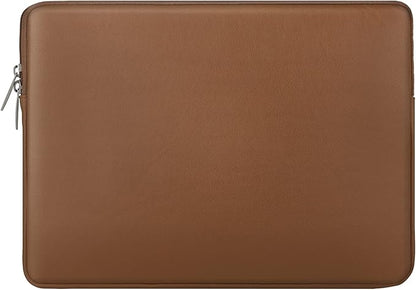 RAINYEAR 14 Inch Laptop Sleeve Soft PU Leather Case Protective Water Resistant Zipper Cover Carrying Bag Compatible with 14" Notebook Computer Chromebook, 14 MacBook Pro A2442(Brown)