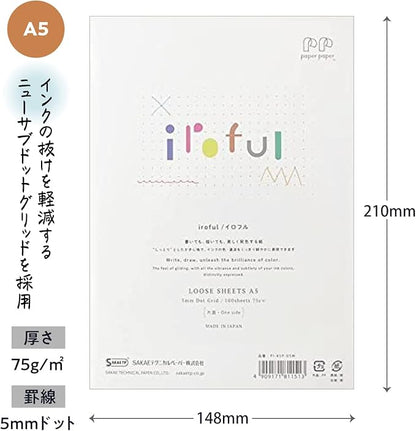 iroful 75 gsm Loose Sheet, 8.27" x 5.85", 100 Sheets/Pack, 5mm Dot Grid, White, 1 pack (PI-A5P-D5W)