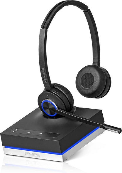 Leitner LH575 2-in-1 Wireless Office Headset with Mic - Computer & Telephone Headset (DECT Headset, not Bluetooth) - 5 Year Warranty - Phone Headsets for Office Phones