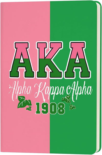 AKA Sorority Gift Leather Notebook for Women Girls Pink and Green Greek Sorority Journal Notebook Sisterhood Graduation Gift (2)