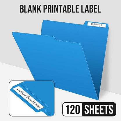 File Folders,IntoJoy 120 Pack Colored File Folder Letter Size, 1/3 Cut Tab Filing Folders for Office School Business File Document Organization,Blue