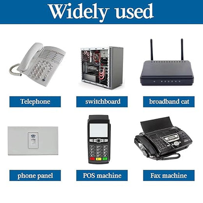 10FT - 4 Pack RJ12 Phone Cable 6P6C, Male to Male Straight Wired for Both Data and Voice Signal Transmission for Telephone Cord, Fax, DSL Modem, Printer