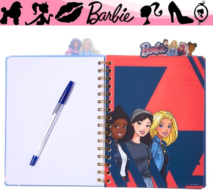 Innovative Designs Barbie Tab Journal Notebook, Spiral Bound, 96 Lined Pages, 8 x 7 inches, Purple