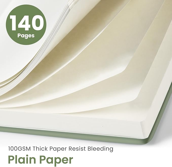 Taja Blank Spiral Journal Notebook for Women & Men, 140 Pages, Sketch Book, Plain Notebook for Drawing & Sketching, Journals for Creative Writing, A5(6"x8") - Green