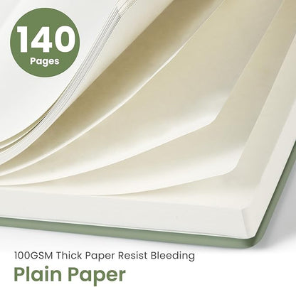 Taja Blank Spiral Journal Notebook for Women & Men, 140 Pages, Sketch Book, Plain Notebook for Drawing & Sketching, Journals for Creative Writing, A5(6"x8") - Green