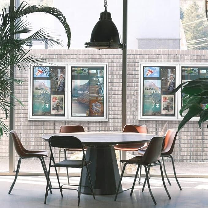 SWANCROWN Weather Resistant Enclosed Bulletin Board Felt Displays Boards Wall Mounted Notice Case with 2 Swing-Open Locking Doors, Black Felt, 48x34 inches