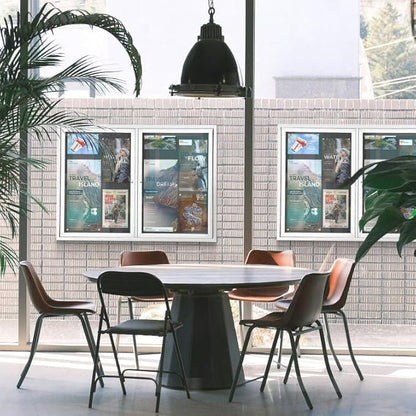 SWANCROWN Weather Resistant Enclosed Bulletin Board Felt Displays Boards Wall Mounted Notice Case with 2 Swing-Open Locking Doors, Black Felt, 48x34 inches