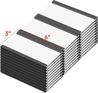 Magentic Label Holders 3x6 Inch, Magnetic Labels for Shelving，Magnetic Data Card Holders File Cabinet Labels,Pack of 30