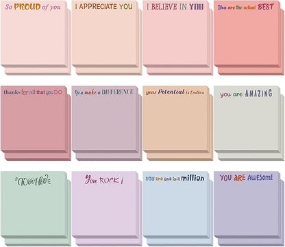 Yinder 24 Pcs Inspirational Sticky Notes with Lines Cute Motivational Sticky Notes Pad Employee Appreciation Gifts Bulk for Teacher Nurse Coworkers Office Supplies 3 x 3''(Aesthetics,Thank You)