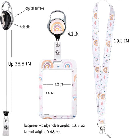 Funny ID Lanyard Badge Holder & Retractable Badge Reel Clip Cool Preppy School Key Lanyard ID Holder for Teachers Students Teens Kids for Keys & ID Badges Cute Keychain Lanyard for Women