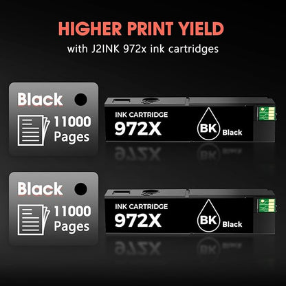 972X 972 MFP 477DW Ink Cartridges High Yield Compatible Ink Cartridge for HP Printer with HP 972X 972 Ink Cartridges Combo Pack for HP Pagewide Pro 452dn 452dw 552dw 477dw 577dw Printer (2 Black)