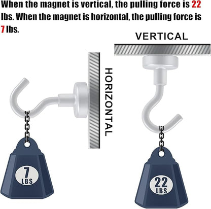 DIYMAG Magnetic Hooks, 25Lbs Strong Heavy Duty Cruise Magnet S-Hooks for Classroom, Fridge, Hanging, Cabins, Grill, Kitchen, Garage, Workplace and Office etc, (200Pack-White),Screw in Hooks