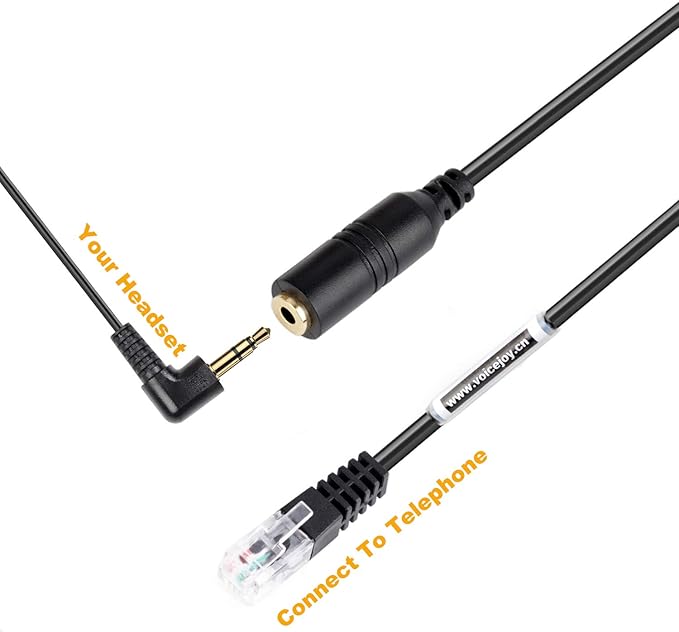 VoiceJoy Headset Adapter/Converter VoIP 2.5mm Headset to RJ9/RJ10 Plug ONLY for Cisco Phones,Cisco 794X 797X 796X 88XX 99XX Series