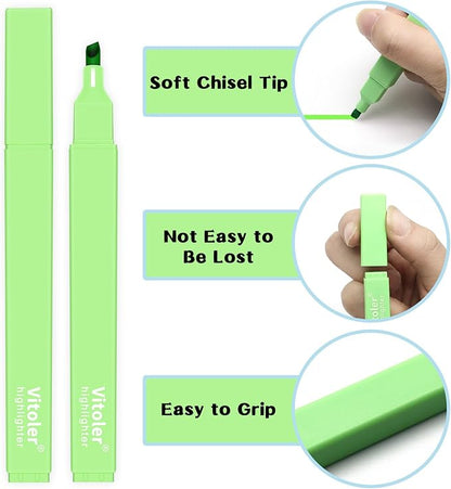 Vitoler 10Pack Bible Highlighters, Cute Assorted Colors Pastel Highlighters No Bleed Chisel Tip Highlighters for Aesthetic School Supplies