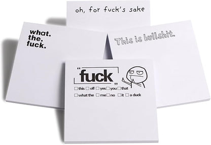 Fresh Outta Fucks Pad and Pen Funny Sticky Notes and Pen Set White Elephant Gift Novelty Pen Funny Desk Accessory Fun Gifts for Friends (B-Set 2 Pen+4 Notes)