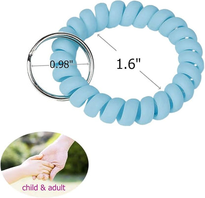 BIHRTC 6 Color Wrist Keychain Plastic Spring Flexible Spiral Wrist Coil Stretchable Wristband Spiral Key Chain Bracelet Key Holder Key Ring for Gym Pool ID Badge Sauna Outdoor Activities
