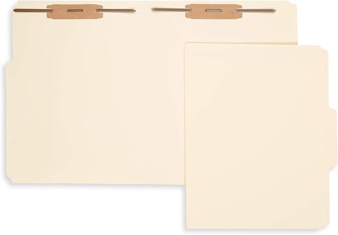 50 Manila Fastener File Folders - 1/3 Cut Reinforced Tab - Durable 2 Prongs Bonded Fastener Designed to Organize Standard Medical Files, Law Client Files, Office Reports - Letter Size, Manila, 50 Pack