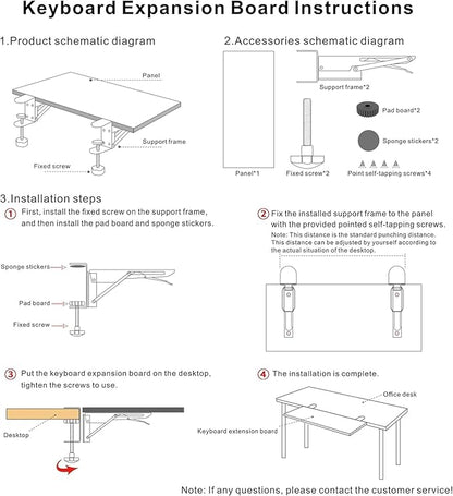 Desk Extender 24 x 12 Inch Foldable Table Extension Folding Wall Table Keyboard Extender for Desk Clamp-on Shelf for Dorm Bunk, Laundry Room (Black)