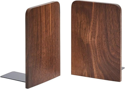 Pandapark Wood Bookends,Non-Skid Bookend for Shelves,Heavy Duty Bookends,Book Stand for Books/CDs,1 Pair