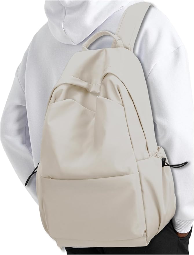 YGR Laptop Backpack for Women and Men, Waterproof Lightweight Travel Daily Rucksack Casual 15.6 inches Computer Bags for College, Beige