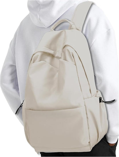 YGR Laptop Backpack for Women and Men, Waterproof Lightweight Travel Daily Rucksack Casual 15.6 inches Computer Bags for College, Beige