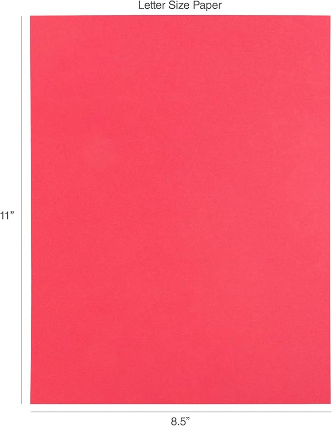 Cardstock 8.5 x 11 Paper Pack - 65lb Smooth Card Stock for Crafts, Cardmaking, Printers - 100 Scrapbook Sheets, 5 Assorted Colors - Double Sided with Solid Core, Primary