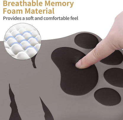 Ergonomic Mouse Pad with Wrist Rest,Cute Cat Paw Mousepad Wrist Support,Comfortable Massage Design Computer Pain Relief Mouse Pad with Non-Slip PU Base for Desk Laptop Gaming Office,Brown