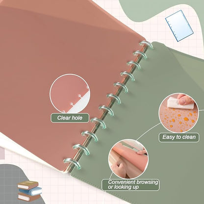 Boho 8 Tab Discbound Notebook Dividers with Pockets Letter Size Disc Planner Pocket 8.5 x 11 Plastic Disc Bound Binder Notebook Divider for School Office Subject Document Discbound System