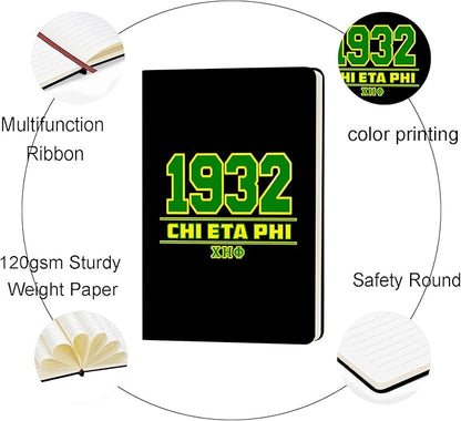 AKA Sorority Gift Leather Notebook for Women Girls Pink and Green Greek Sorority Journal Notebook Sisterhood Graduation Gift (1932 chi eta phi)