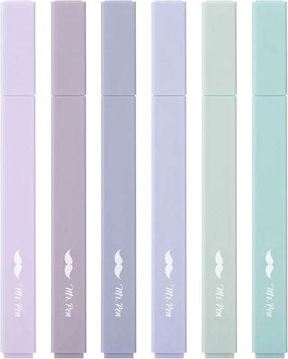 Mr. Pen- Aesthetic Highlighters, 6 pcs, Chisel Tip, Morandi Colors, No Bleed Bible Highlighter Pastel, Highlighters Assorted Colors, Pastel Highlighter Set, Cute Highlighters