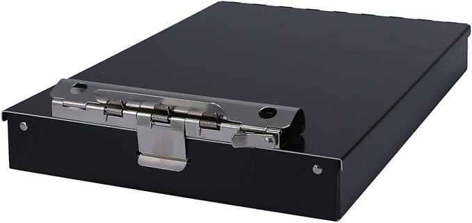 Saunders Metal Clipboard with Storage, Dual Storage Nursing, Letter Size Heavy Duty Contractor with High Capacity Clip and Self Locking Latch, Black, Proudly Made in USA