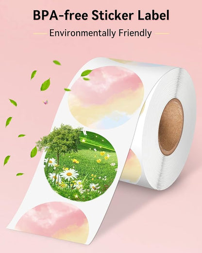 Phomemo 2” Color Circle Thermal Labels, Self-Adhesive Round Direct Sticker Labels, Circular Thermal Printer Label for Logo Design, Name Tag, Thanks Card, Address, QR Code, 750 Labels/Roll, Gradient
