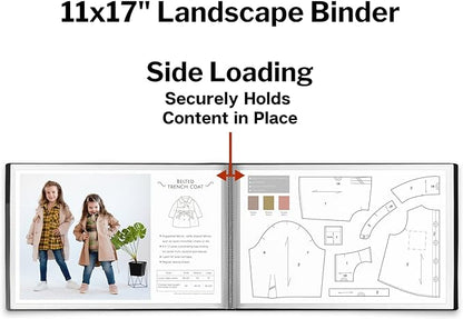 Dunwell 11x17 Portfolio Binder (Black, Horizontal), Presentation Book with 24 Pockets, Large 11 x 17 Art Portfolio Folder, Acid-Free Poly Cover and Sleeves