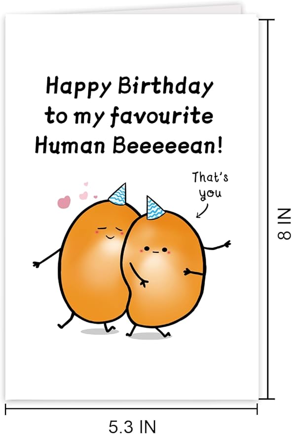 Funny Bean Birthday Card for Husband Wife, Cute Birthday Gift For Boyfriend Girlfriend, Ideal Human Bean Birthday Decoration For fiance fiancee, Happy Birthday Card for Him Her