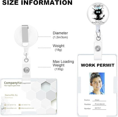 Funny Cute Cat Badge Reels Holder Retractable with ID Clip for Nurse Name Tag Card Nursing for Doctor Teacher Student Employee Office Medical Work