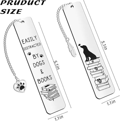 2Pcs Dog Bookmark for Women Men Dog Mom Dog Lover Gifts Bulk Funny Bookmarks Cute Metal Book Mark Dog Bookmarks for Book Lovers Birthday Gifts for Reader Coworker Friends Adults Dog Owner Lover