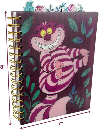 Innovative Designs Disney Alice in Wonderland Cheshire Cat Journal Notebook, Spiral Bound, 144 Lined Pages, 8 x 7 inches