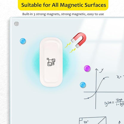 maxtek Magnetic Dry Erase Eraser, Glass Board Erasers, 2 Pack, Whiteboard Eraser for Dry Erase Board, Glass Board, Calendar Board, Office and School Supplies (Pure White)