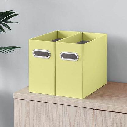 Oterri File Organizer, Small Storage Box, Cardboard File Folder Organizer, Collapsible File Box, Hanging File Organizer for Letter Size, Portable File Box, Only Box (Light Yellow,4 Packs)