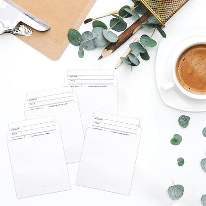 100 Piece Library Pockets & Cards - Check Out Cards & Book Envelopes for School, Office & Public Library