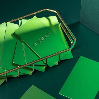 Thick Green Aluminum Metal Business Cards Anodized Aluminum 86 X 54 X 0.8mm 15 pcs Include Protector Sleeves(Frosted)