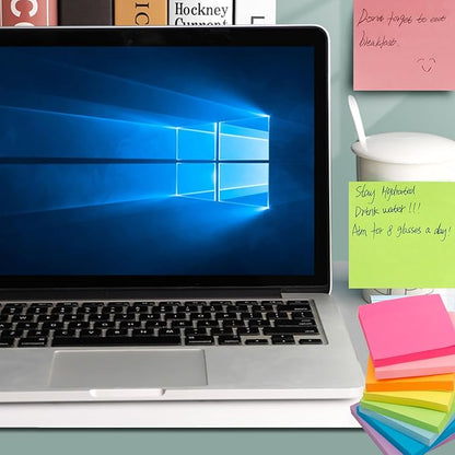 Sticky Notes & Index Strips - 8 Pads 3x3 Inch Note Pads and 8 Pads 0.6x3 inch Index Tabs, Bright Sticky Note Pads Set for Organization and Study (82 Sheet/Pads)