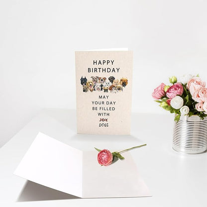 Chenive Happy Birthday Card for Dog Lover, Funny Birthday Card for Dog Mom Dog Dad, Cute Puppy Birthday Card for Him Her, May Your Day Be Filled With Dogs Bday Card