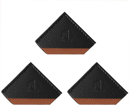 3 Pieces Leather Bookmarks Handmade Page Marker for Men Women, Faux Leather Page Clips Corner Book Markers for Teachers Gift for Writers Bookworm Book Lovers (06-Black Brown)