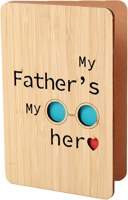 My Father My Hero Wooden Birthday Card for Dad,Thank you Card for Father,Unique Dad Cards for Papa,Fathers Day Cards for Grandpa Olddad