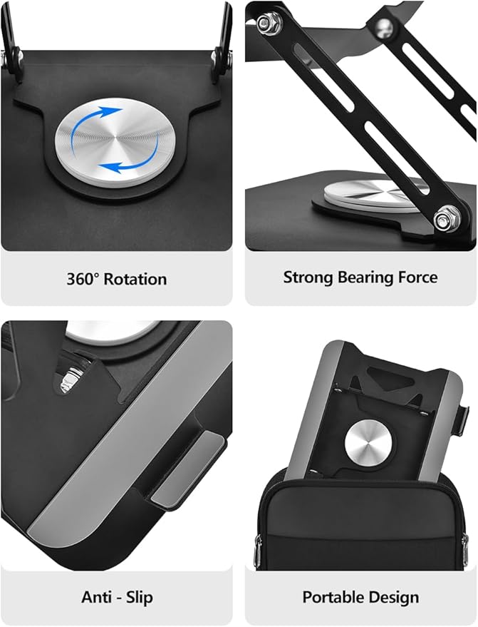 Laptop Stand for Desk, Adjustable Computer Stand with 360° Rotating Base, Laptop Riser Compatible with MacBook Air/Pro, Dell, HP, Lenovo and All 10-17'' Laptops