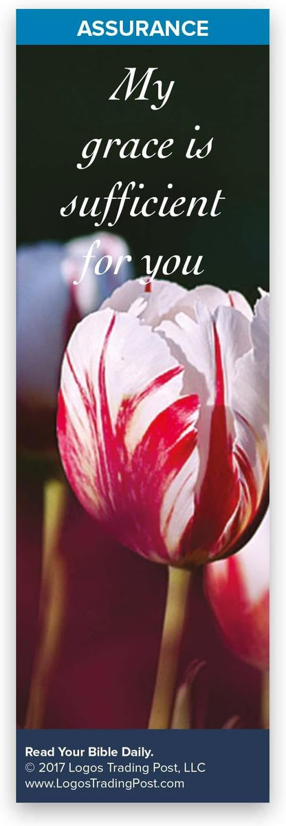 Christian Bookmark with Bible Verse, Pack of 25, Assurance Themed, My Grace is Sufficient for You, 2 Corinthians 12:9
